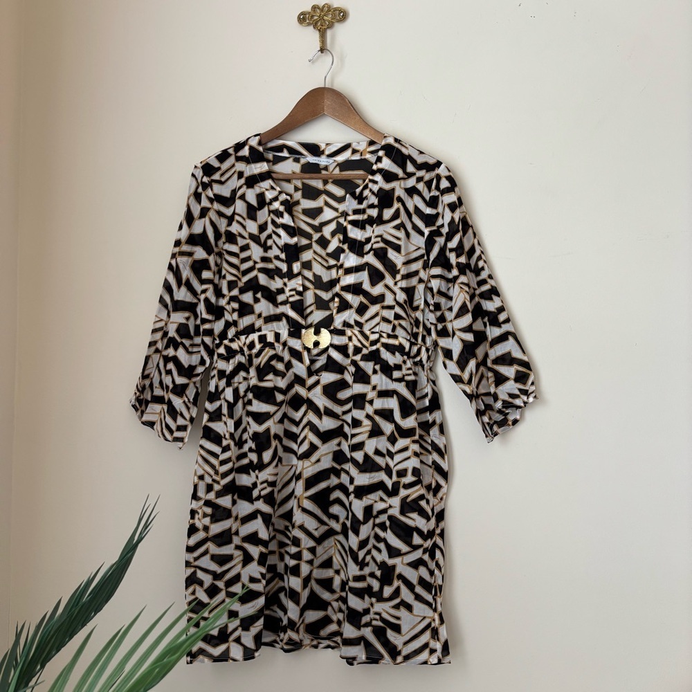 Trina Turk Cotton Swim Cover Up Beach Tunic Medium Resortwear